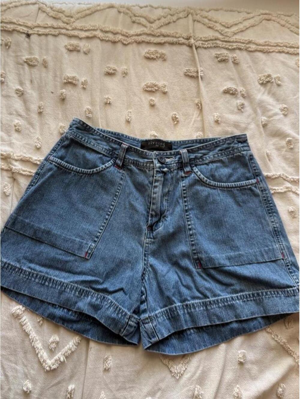 Vintage Riveted by Lee Medium Wash Denim Carpenter Shorts Size 6M